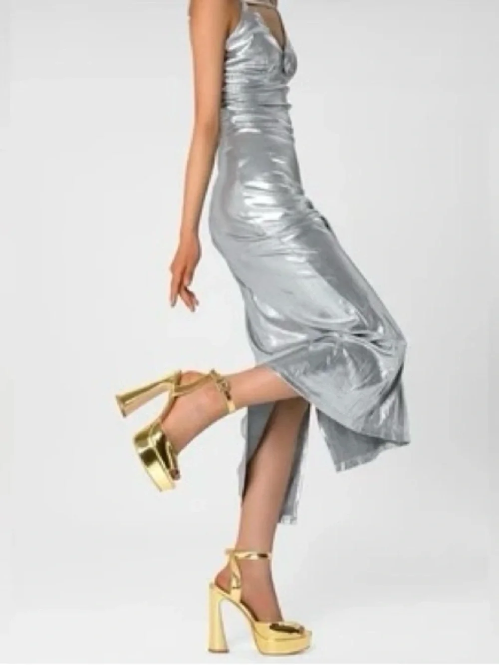 Nordstrom Metallic Gold Platform Sandals with Ankle Strap, BRAND NEW!!!